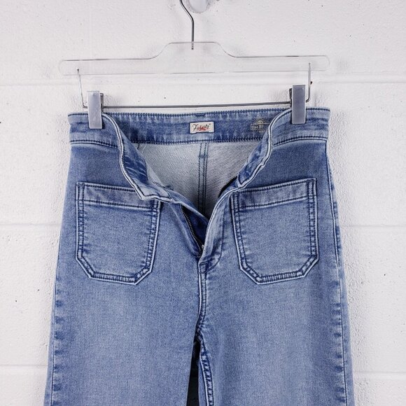 Faherty Women's Stretch Terry Patch Pocke Flare Jeans Light Wash Size 26 - Picture 4 of 11